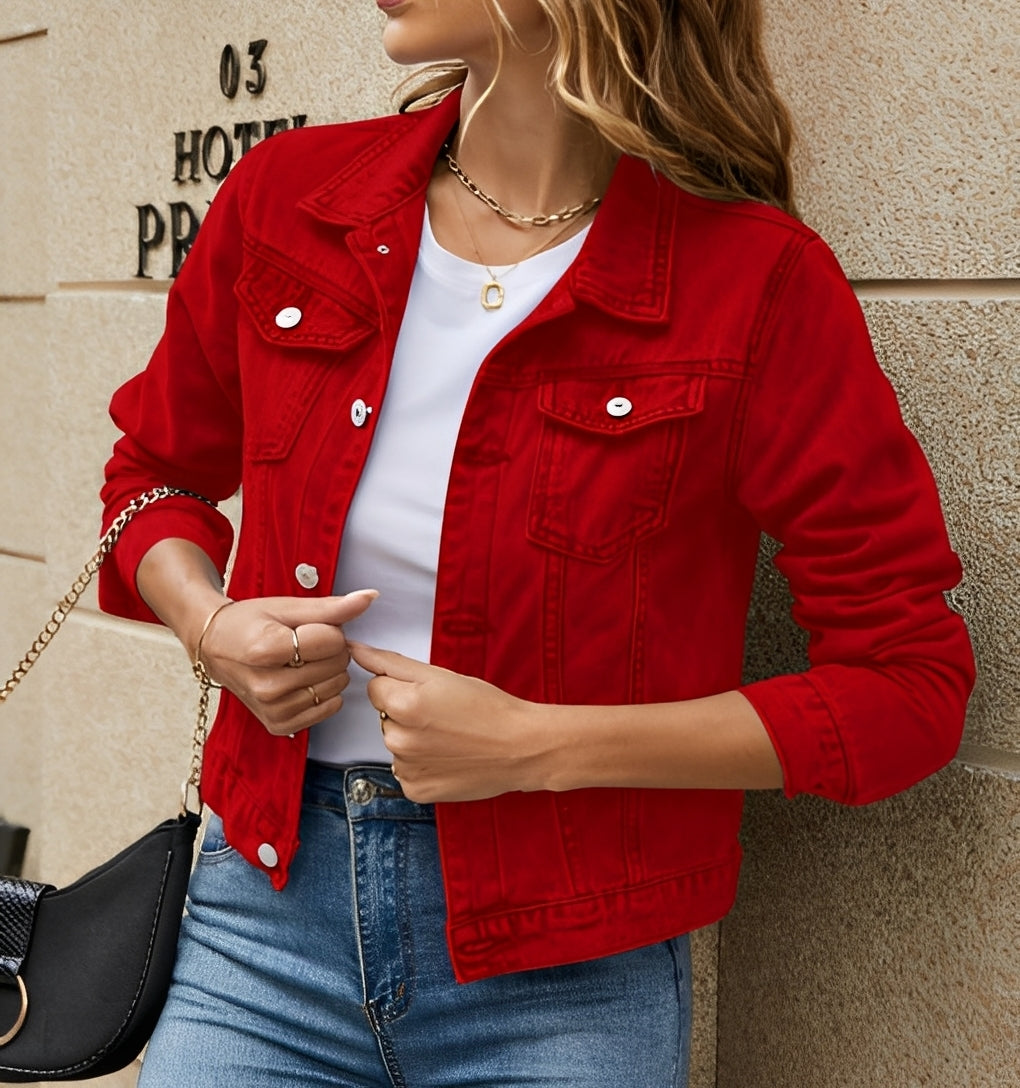 Julia - Modische Damen-Jeansjacke mit Reverskragen