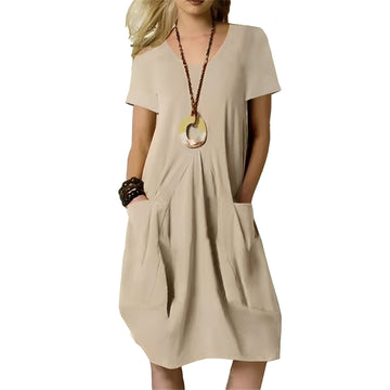 Sabrina - Elegantes, bequem geschnittenes Damenkleid mit Rundhalsausschnitt