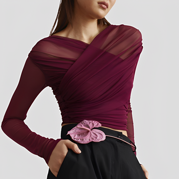 Cara - Schicke Bluse mit langen Ärmeln und Raffungen