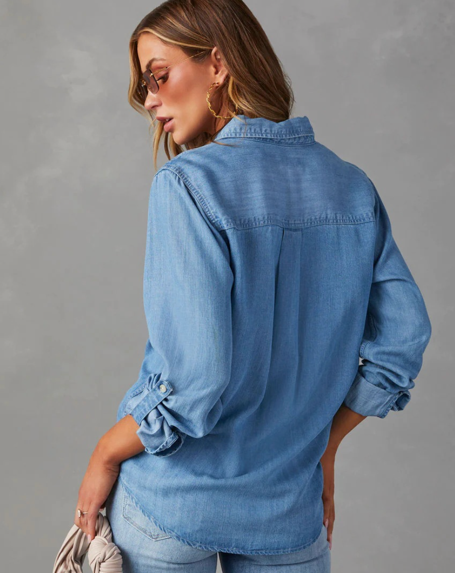 Susan - Vintage-Damenjeanshemd mit Reverskragen
