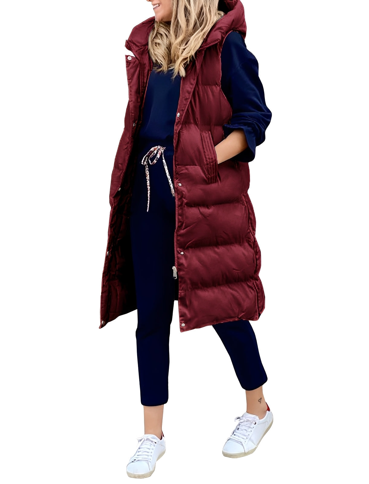 Amilia - Schicker, ärmelloser, langer Westmantel für Damen