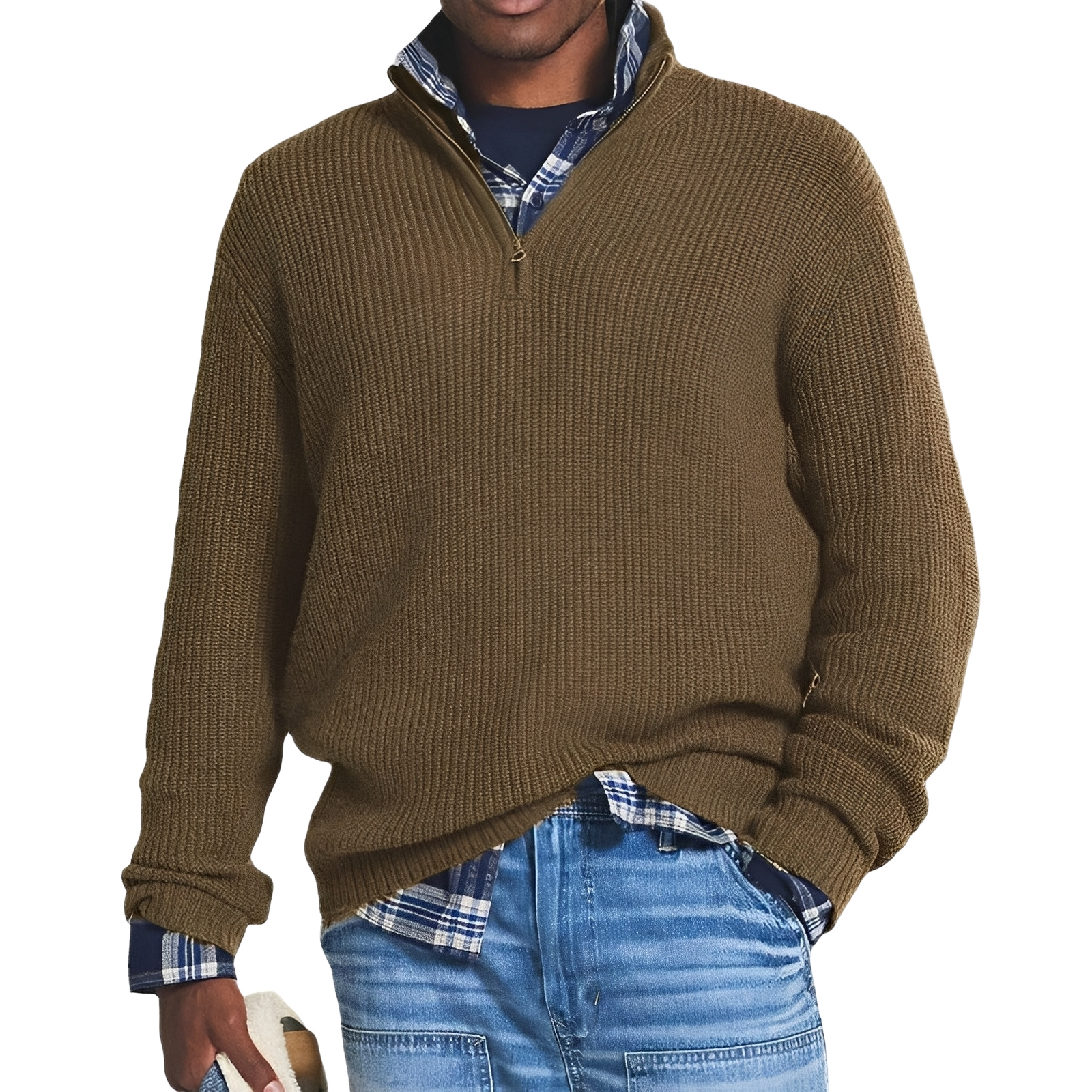 Jeffrey - Herren-Retro-Pullover mit Viertelreißverschluss