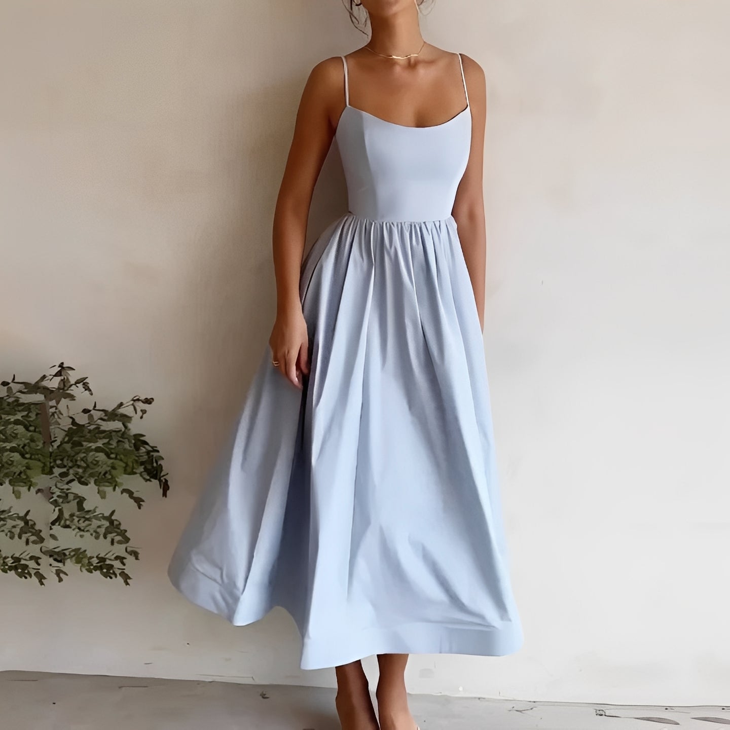 Maddie - Bequemes Damen-Midi-Kleid mit Trägern