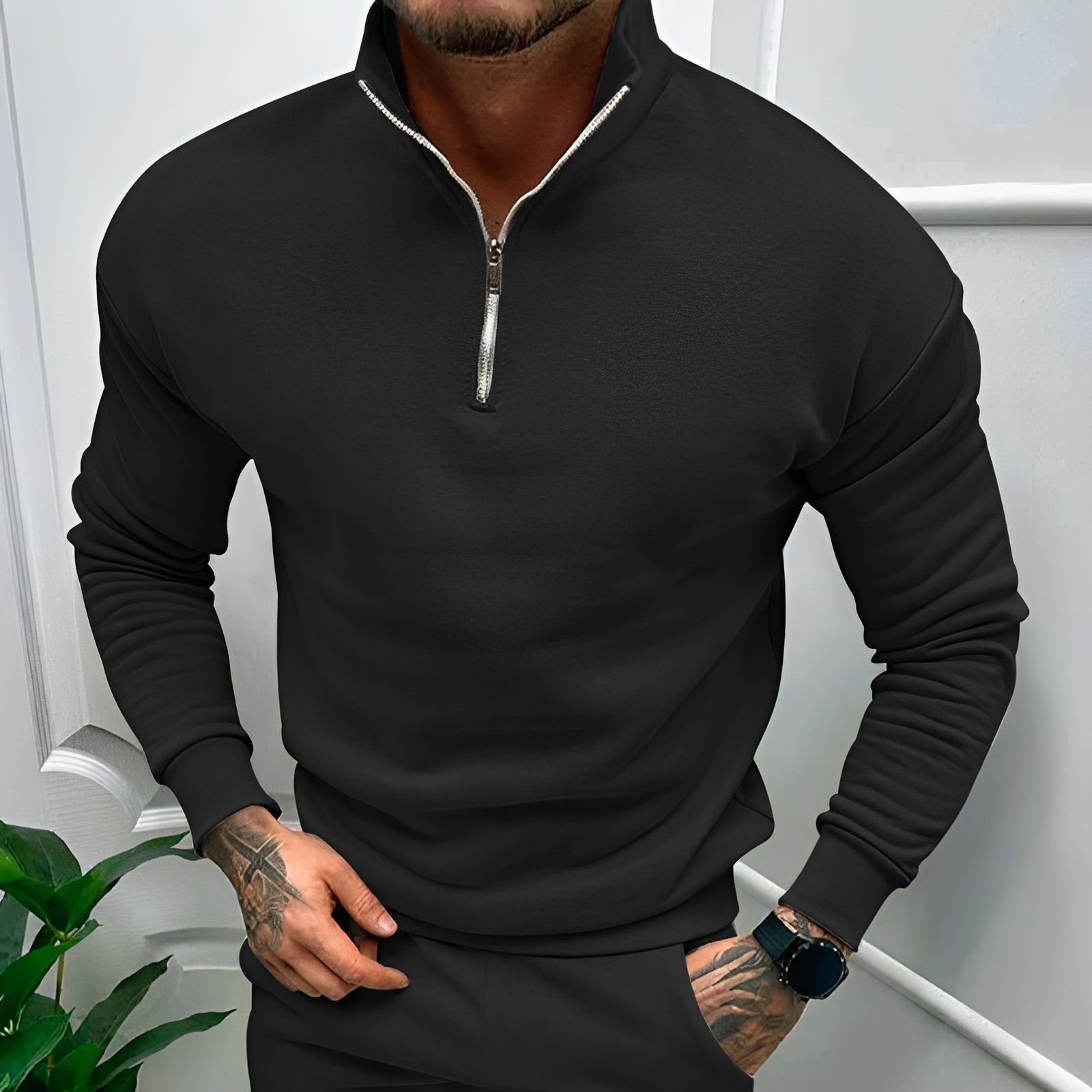 Robbie - Herren-Casualpullover mit halbem Reißverschluss