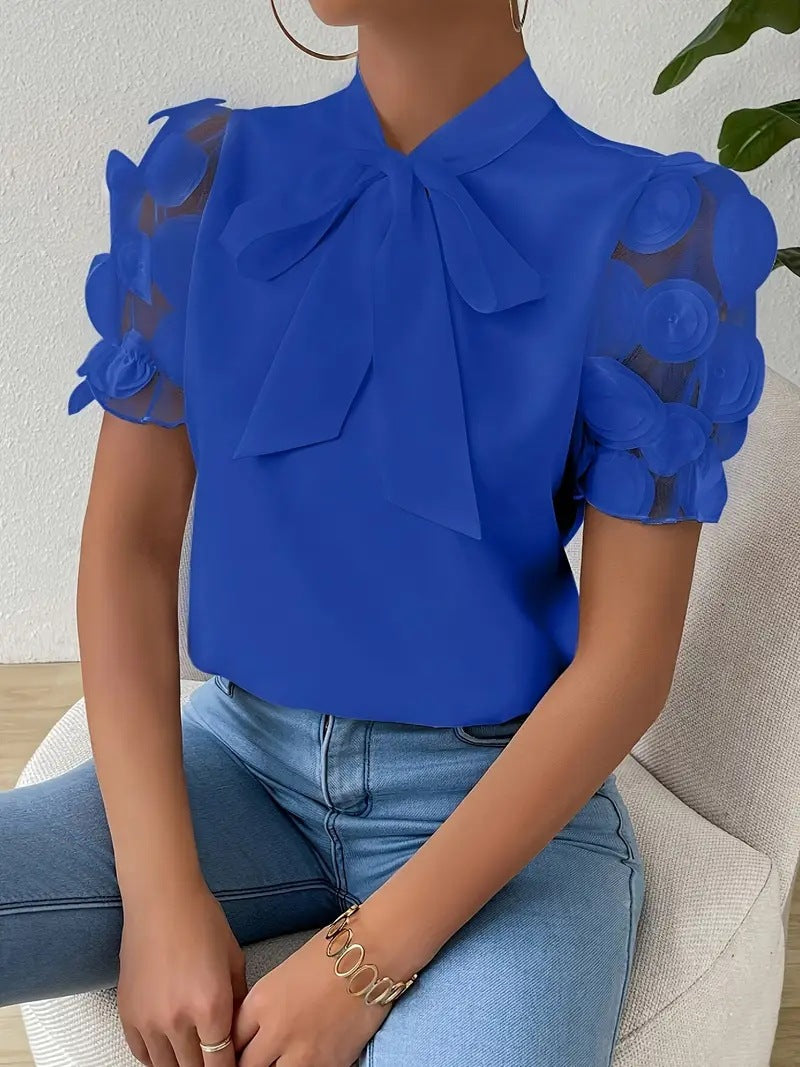 Angela - Elegante Damenbluse mit Schleife