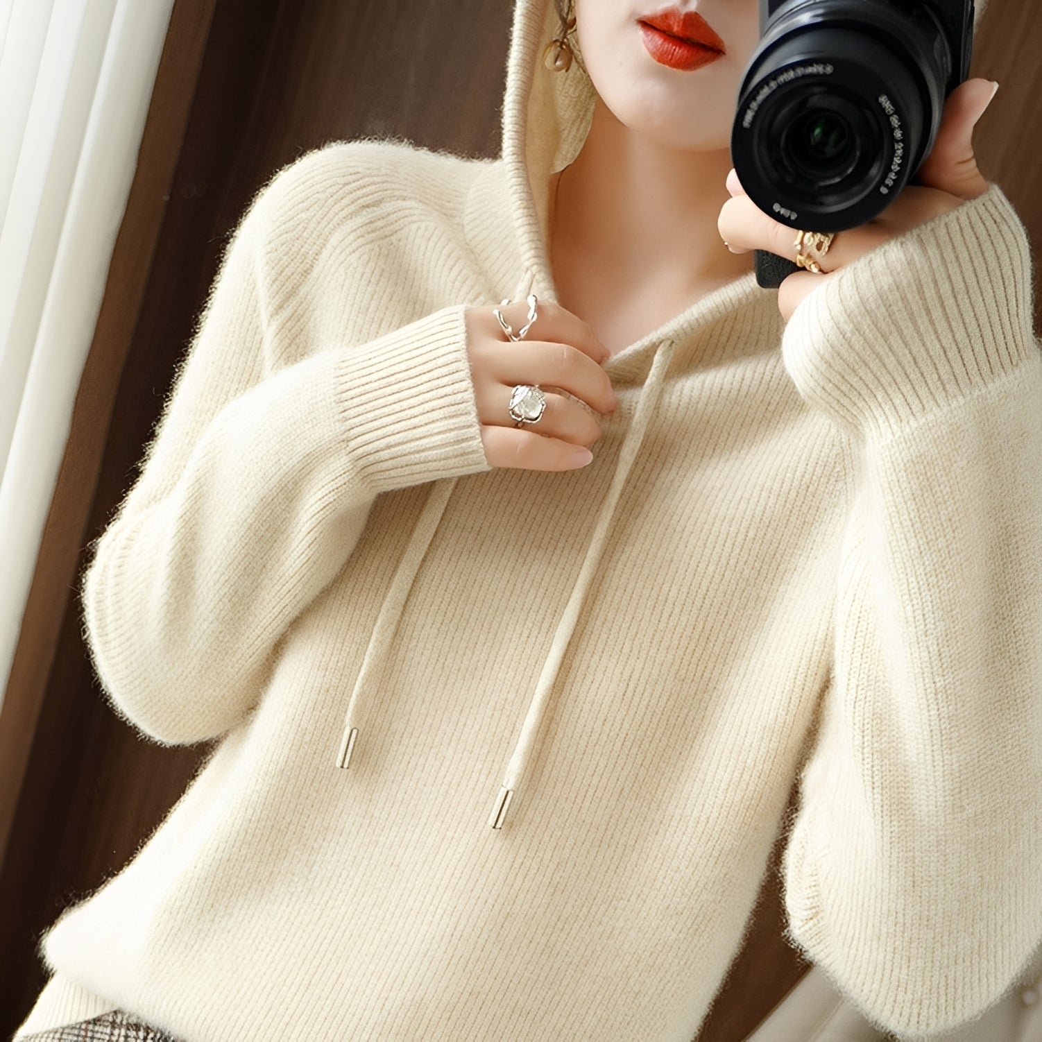 Bonnie - Schicker Wollstrick-Hoodie für Damen