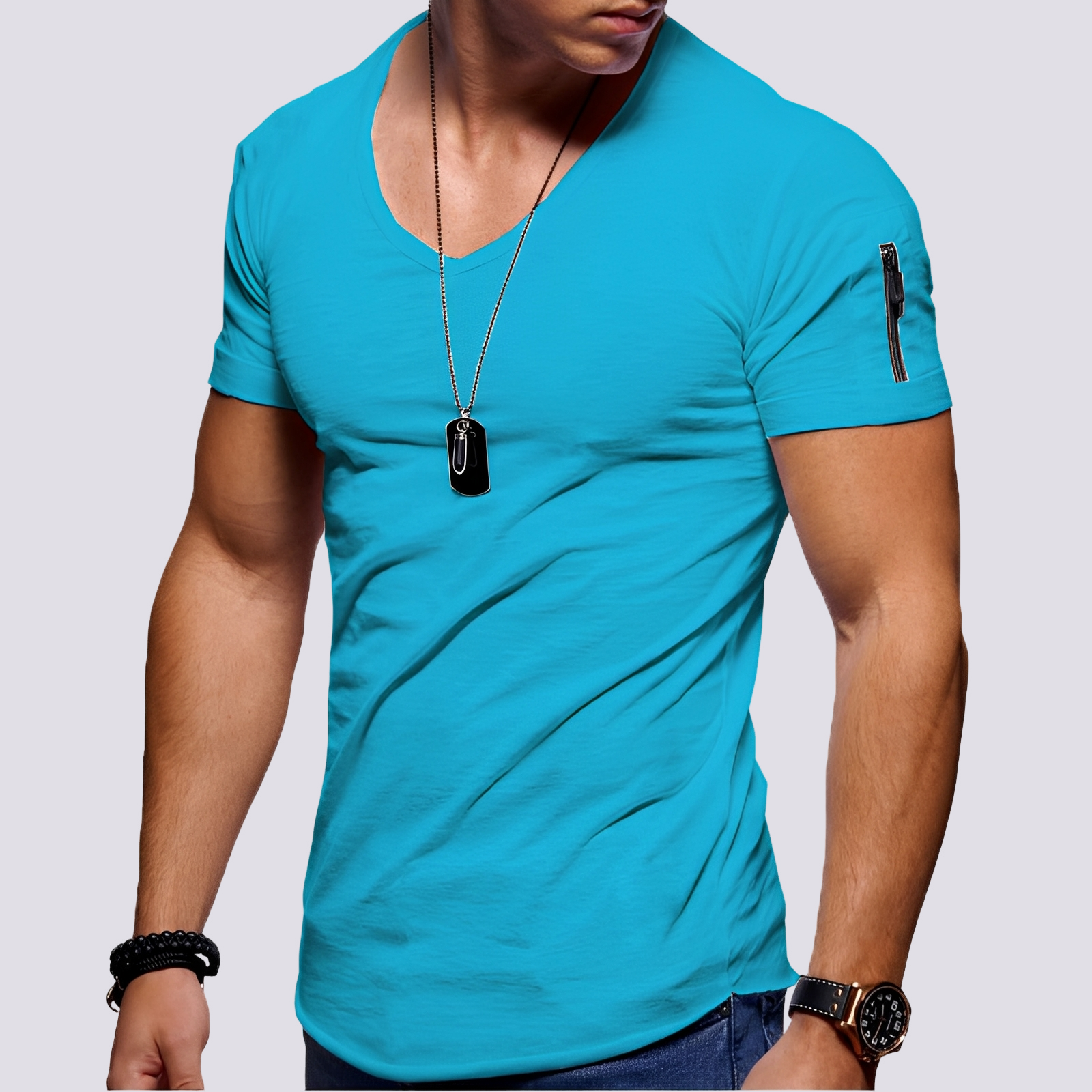Louis - Bequemes Slim-Fit-Shirt mit V-Ausschnitt für Herren