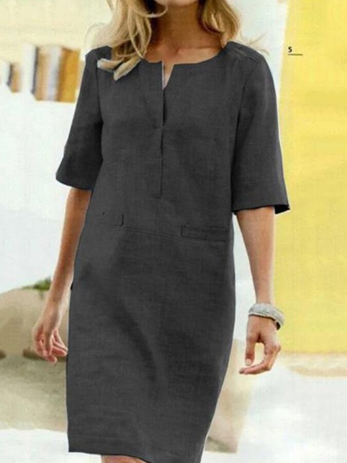 Rieke – Gerades Kleid mit V-Schlitz