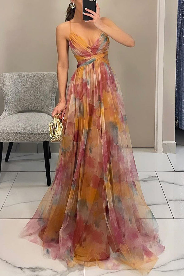 Alina – Lang geschnittenes Kleid mit V-Ausschnitt für Hochzeitsgäste