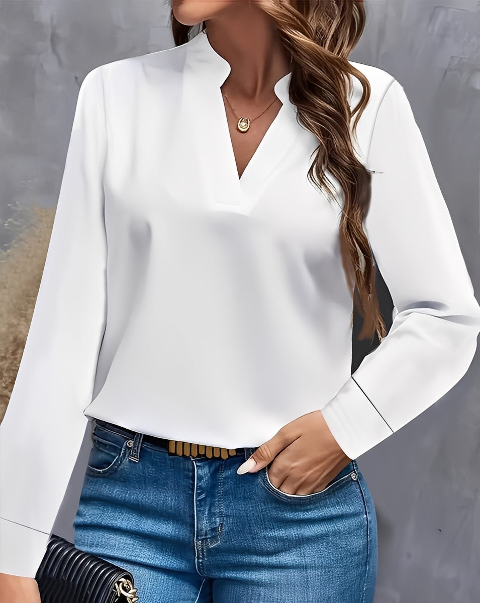 Shania - Stilvolle, locker geschnittene Bluse mit V-Ausschnitt für Damen