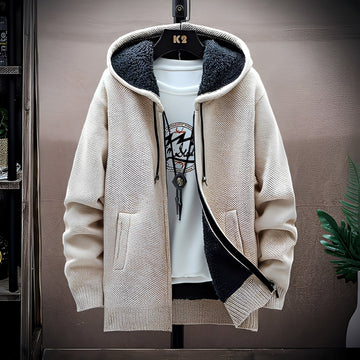 Roni - Herren-Strickkapuzenpullover mit Fleecefutter im modernen Stil