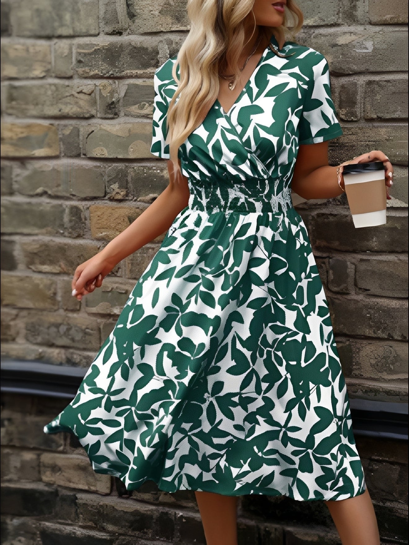 Tianna - Elegantes Kleid mit V-Ausschnitt und Print für Damen