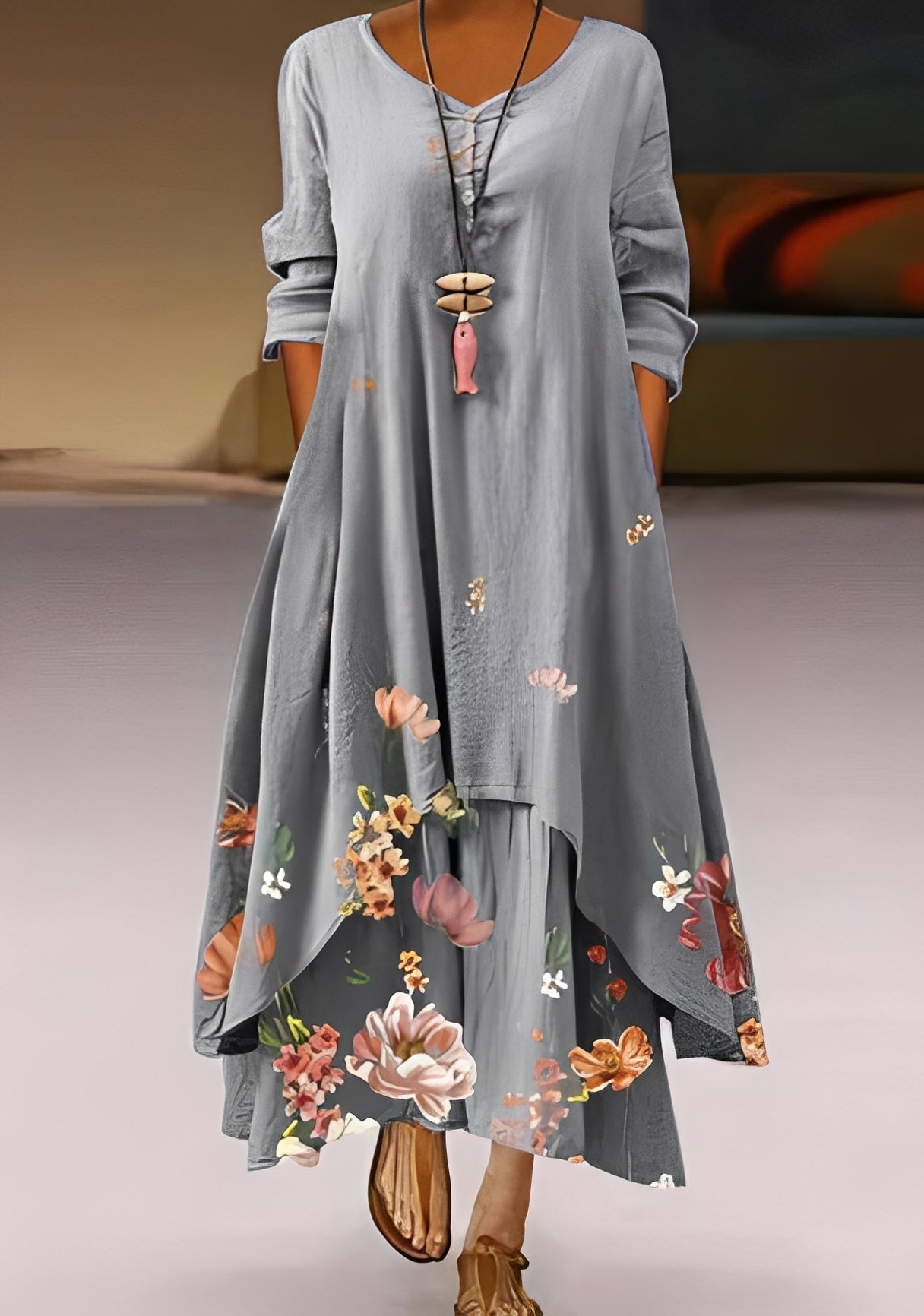 Belle - Elegantes und fließendes Kleid mit Muster für Damen
