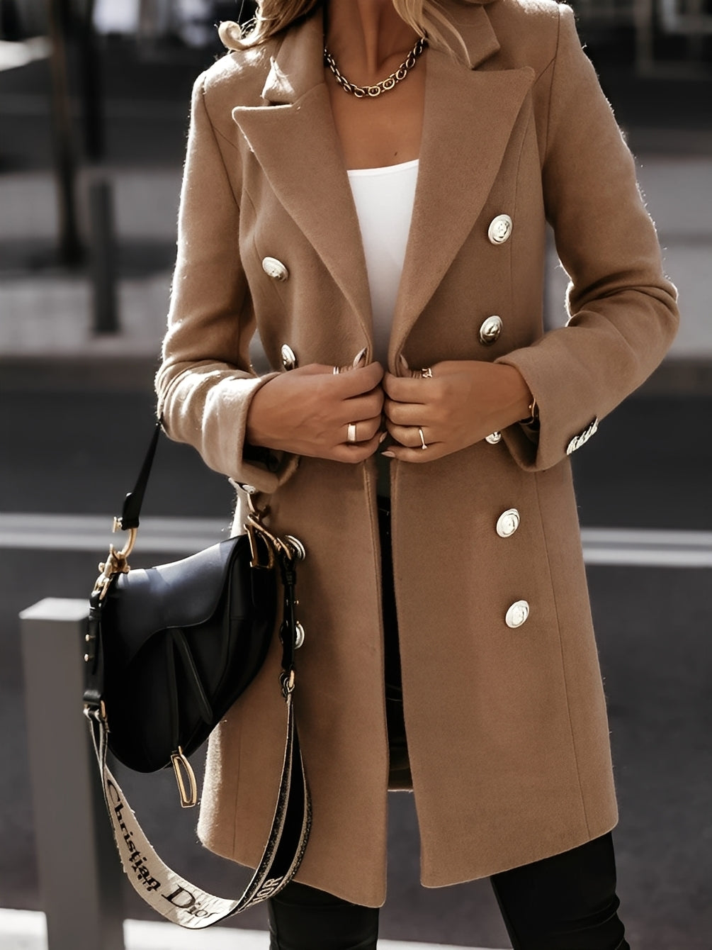 Amanda - Elegante Damen-Wolljacke mit doppelter Knopfreihe