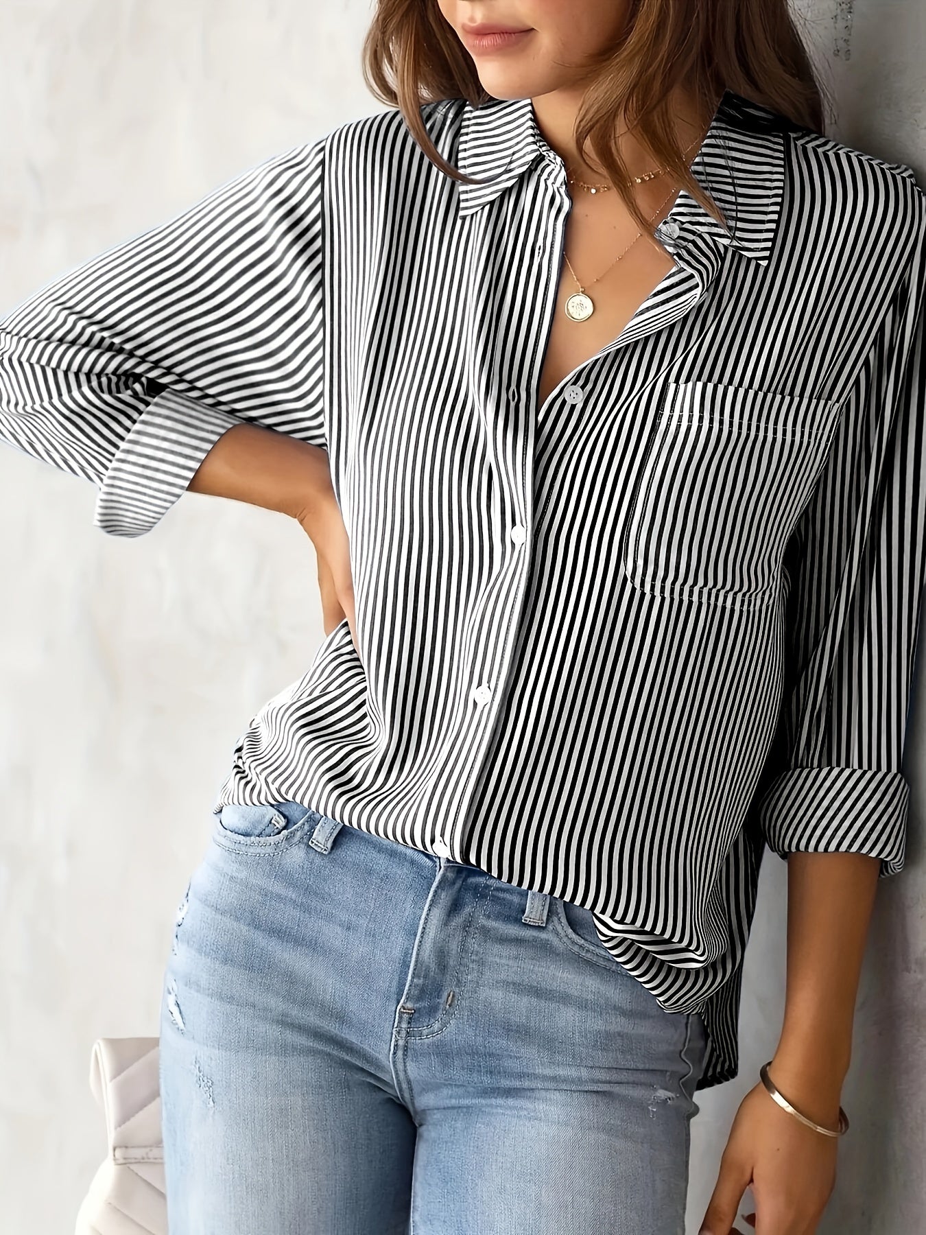 Nancy - Lässiges gestreiftes Langarm-T-Shirt für Frauen