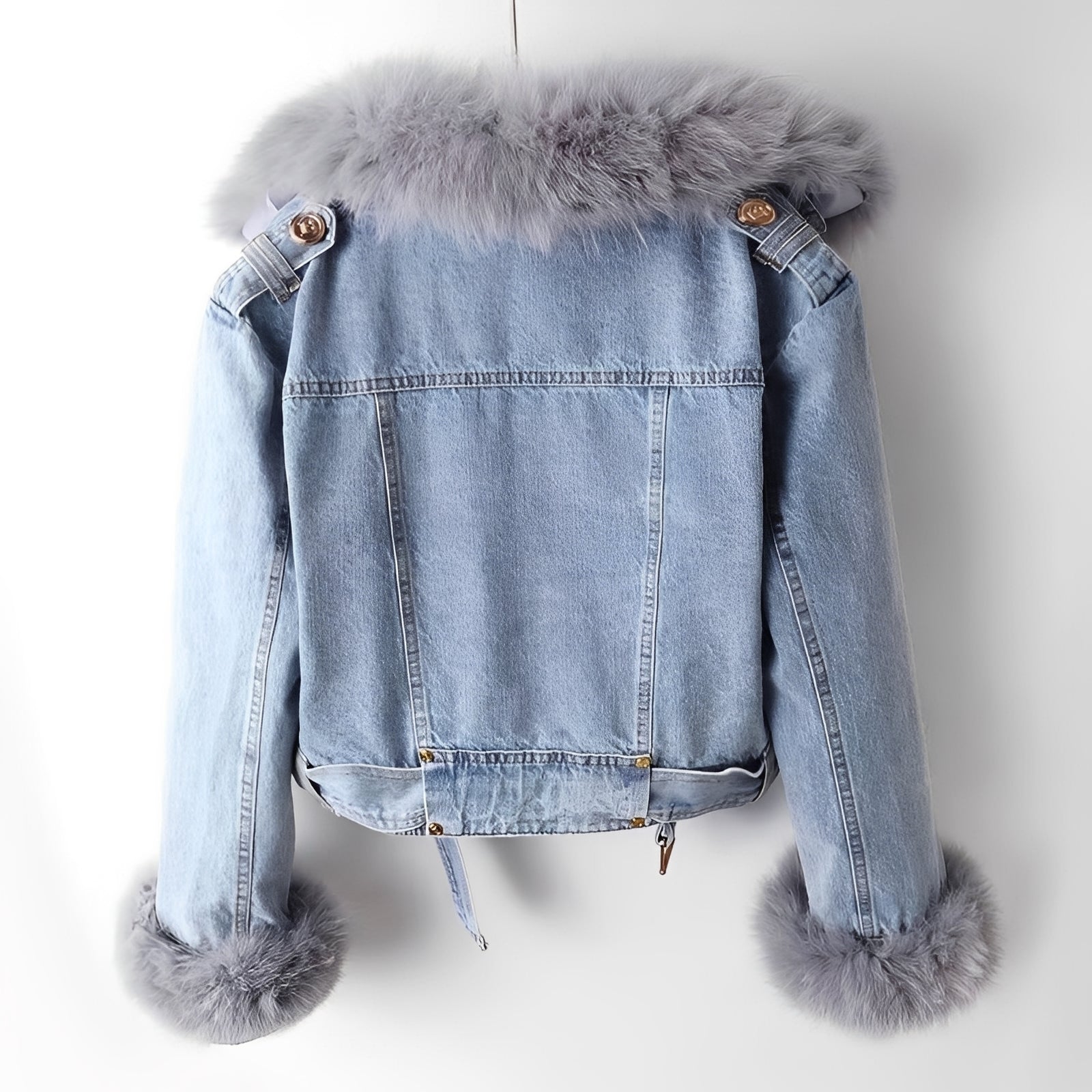Nella - Modische Damen-Jeansjacke mit Fell