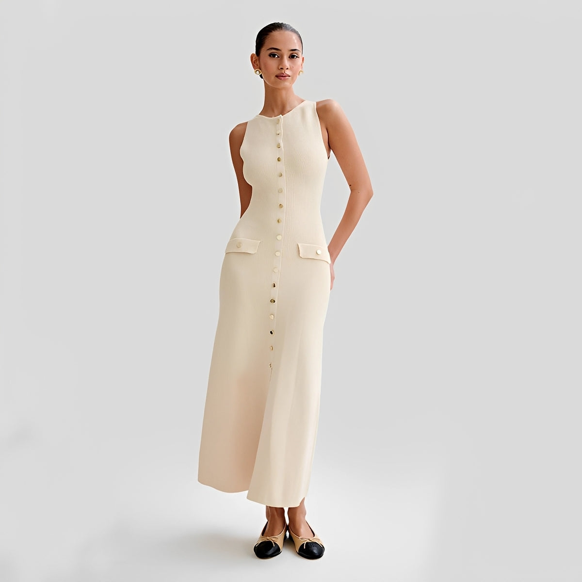 Jessica - Damen-Midikleid in stilvoller Länge mit Knopfleiste