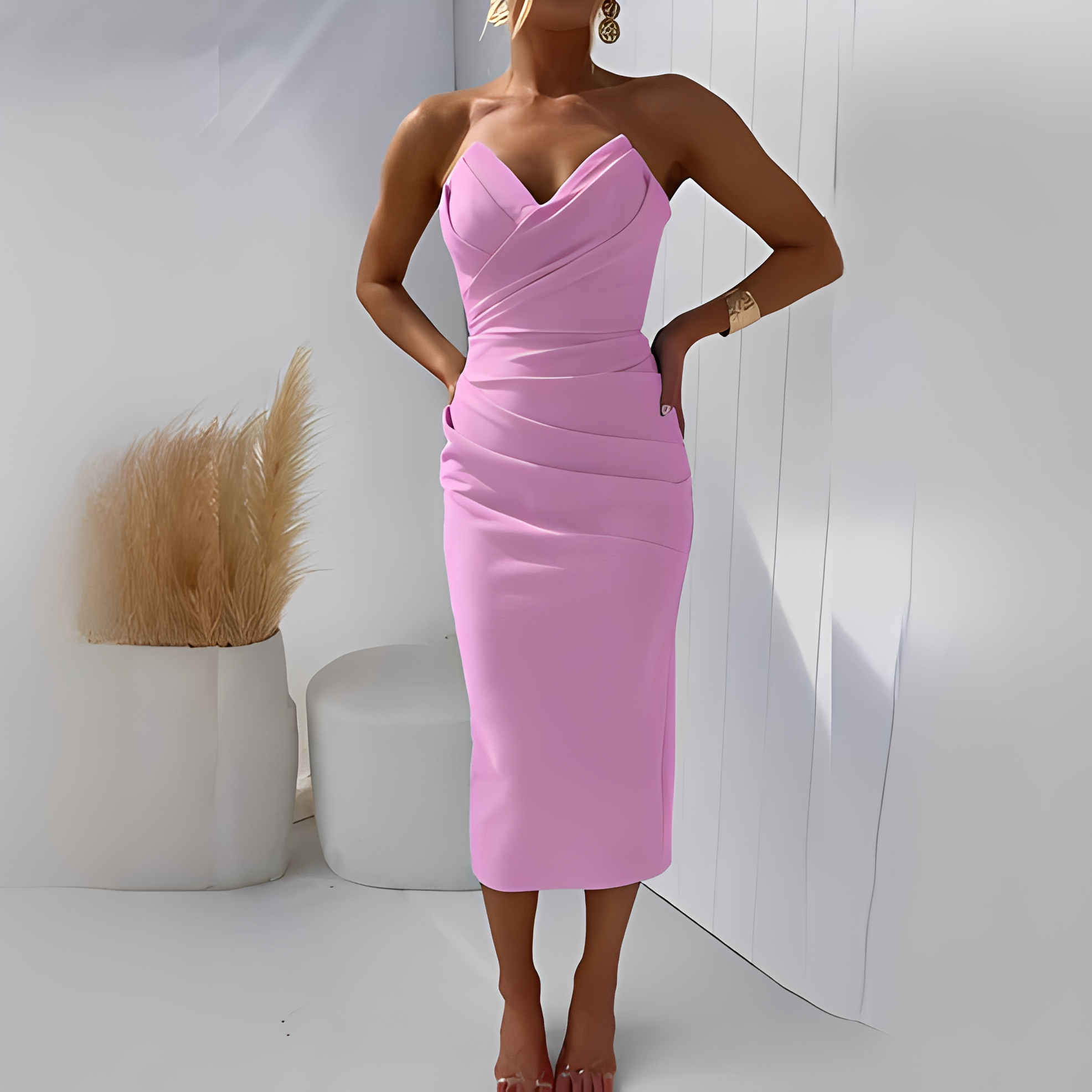 Wanda - Stilvolles schulterfreies Kleid für Damen