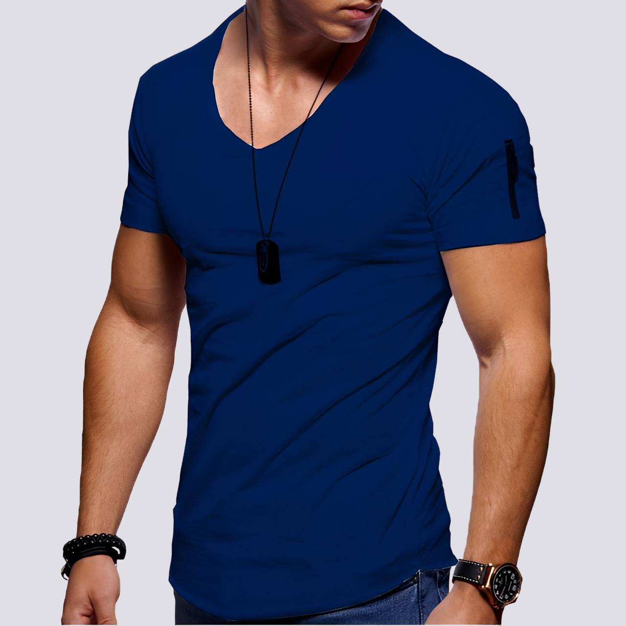 Louis - Bequemes Slim-Fit-Shirt mit V-Ausschnitt für Herren