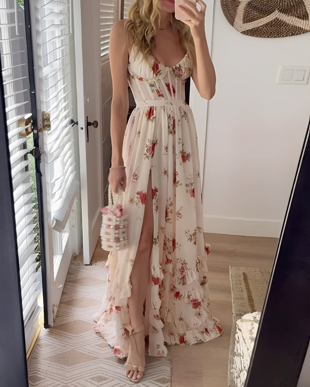 Livie - Elegantes Maxikleid mit Blumenmuster und Schlitz für Damen