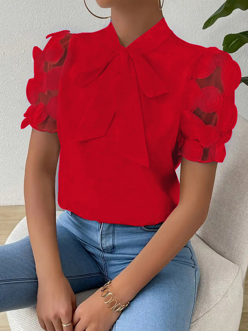 Angela - Elegante Damenbluse mit Schleife