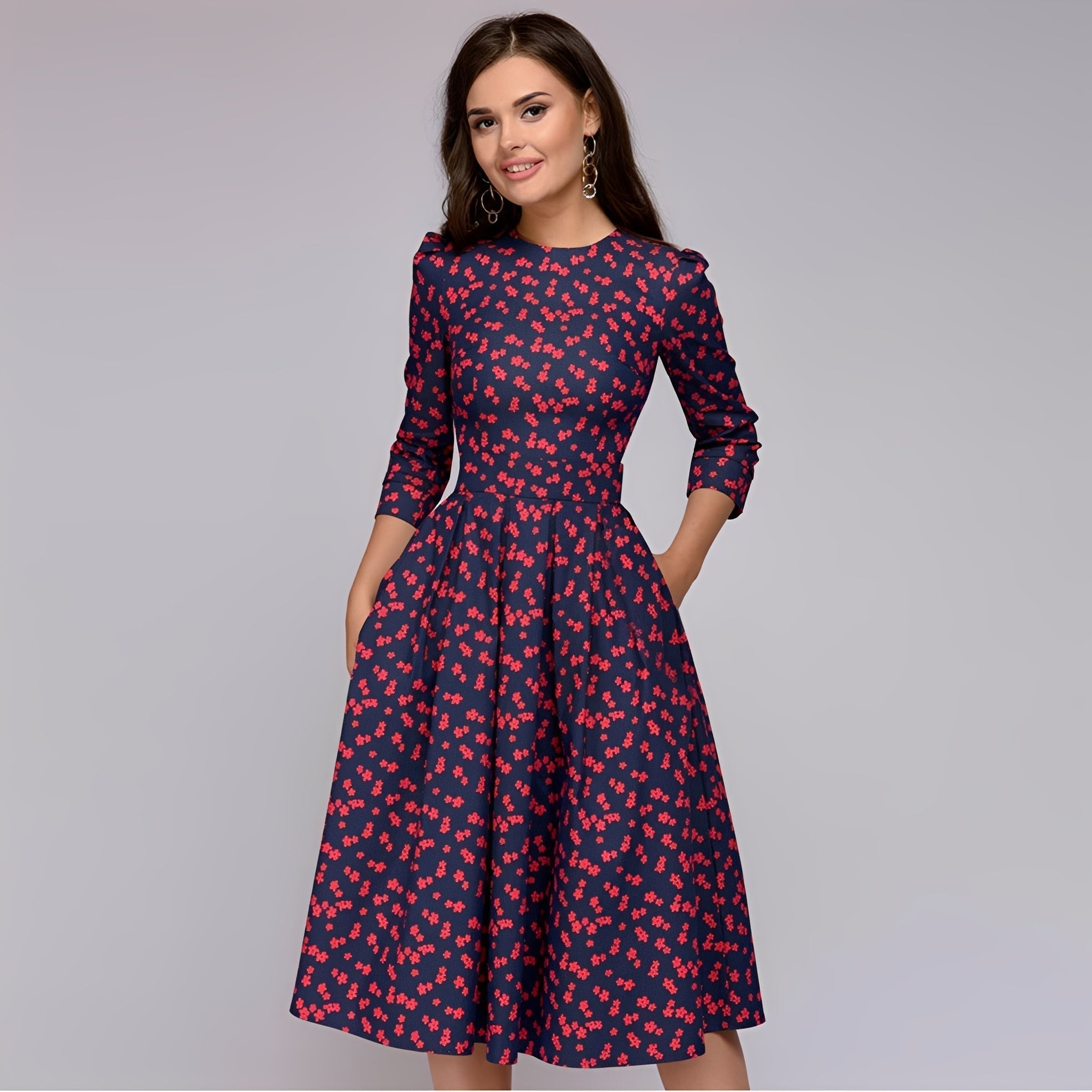 Catherine - Elegantes A-Linien-Kleid mit Blumenmuster für Damen