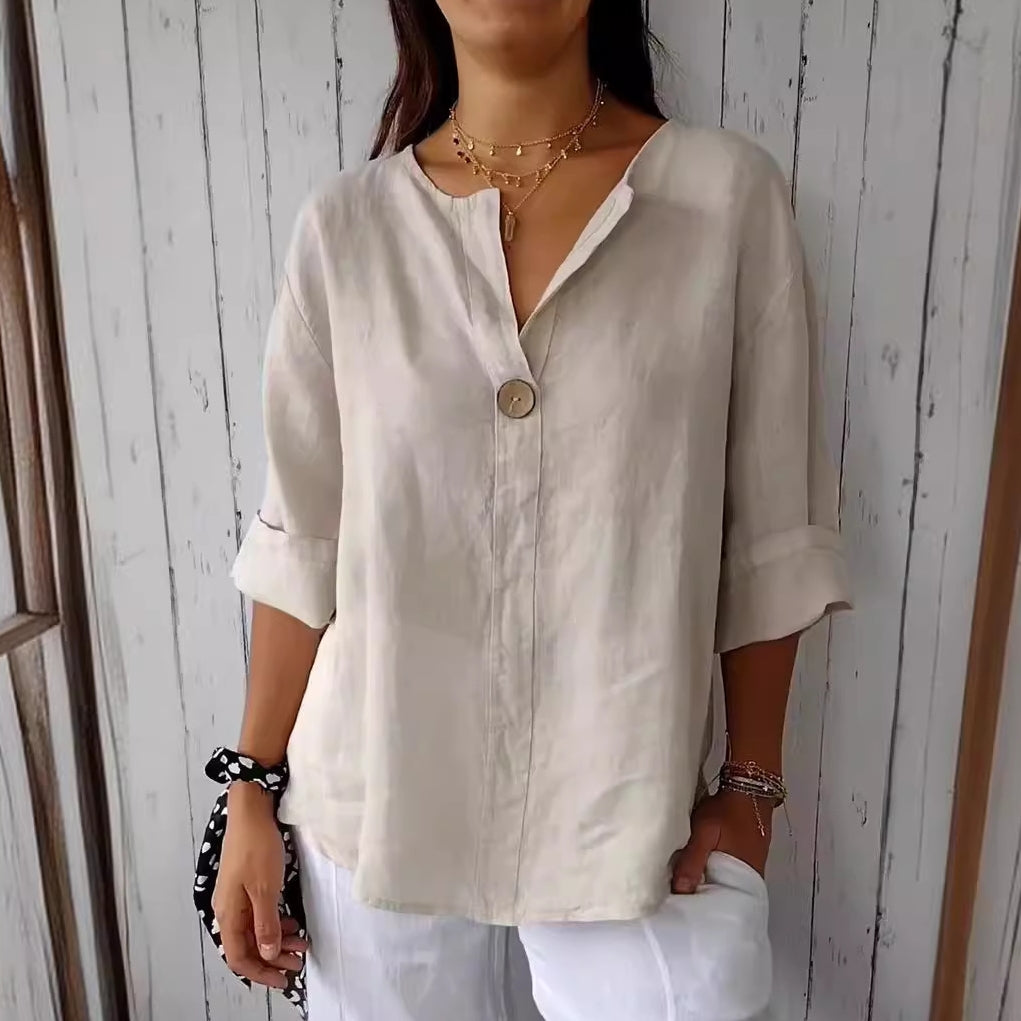 Arabella - Damenbluse mit lockerem Schnitt und V-Ausschnitt