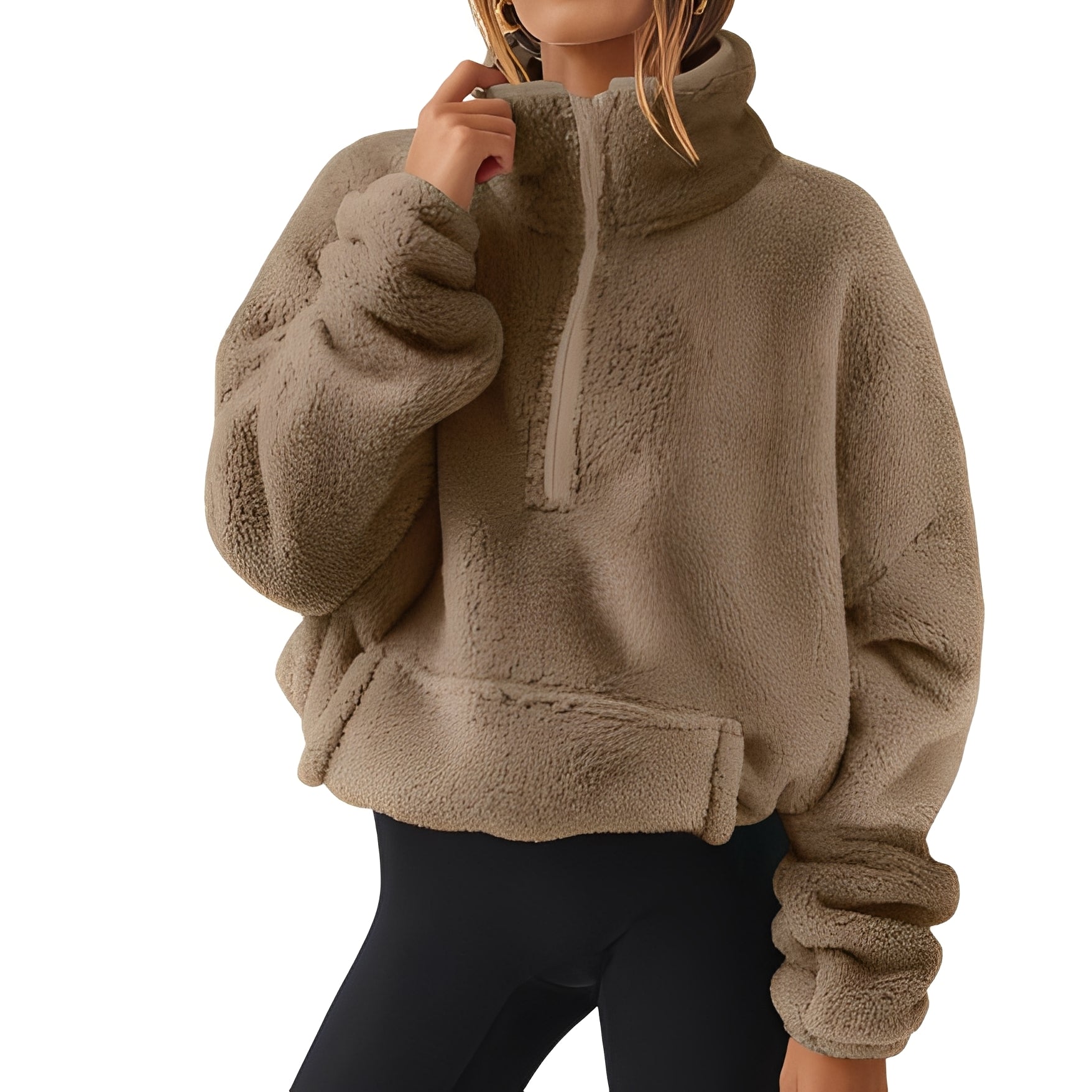 Tiffany - Gemütlicher Samtpullover mit halbem Reißverschluss für Damen