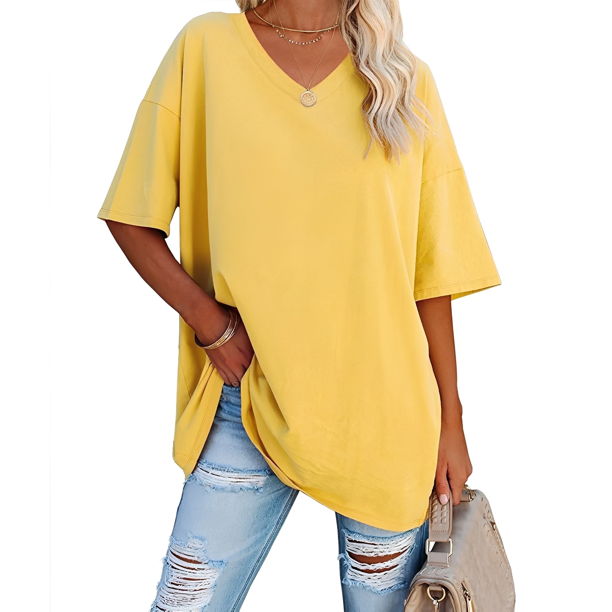 Caroline - Damen-Shirt mit lockerem Schnitt und V-Ausschnitt