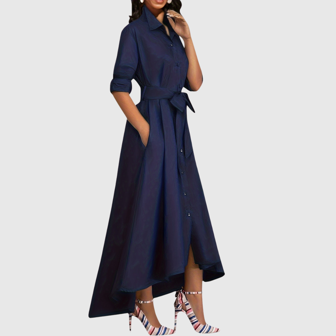 Livienne – Maxikleid Elegant mit Tailliertem Gürtel