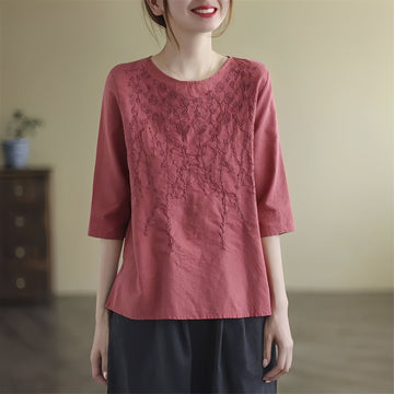 Amelia - Elegante bestickte Blusen mit halblangen Ärmeln für Frauen