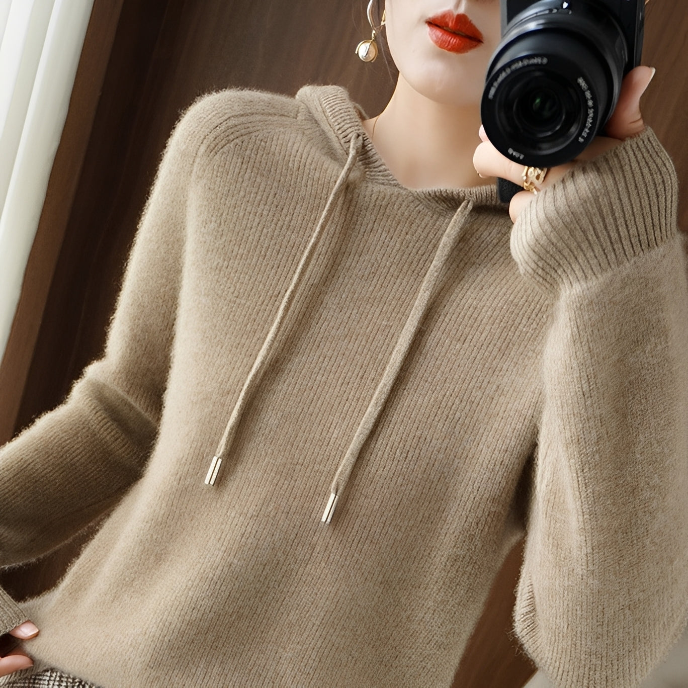 Bonnie - Schicker Wollstrick-Hoodie für Damen