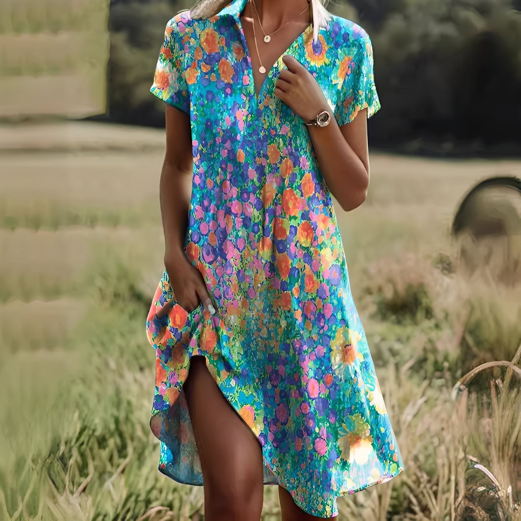 Ellese - Kleid im Vintage-Look mit Blumenmuster für Damen