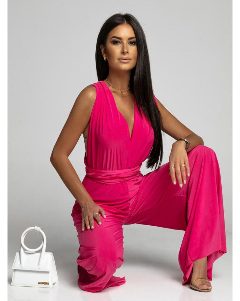FlairFashion - Ärmelloser Jumpsuit mit schmeichelhaftem V-Ausschnitt