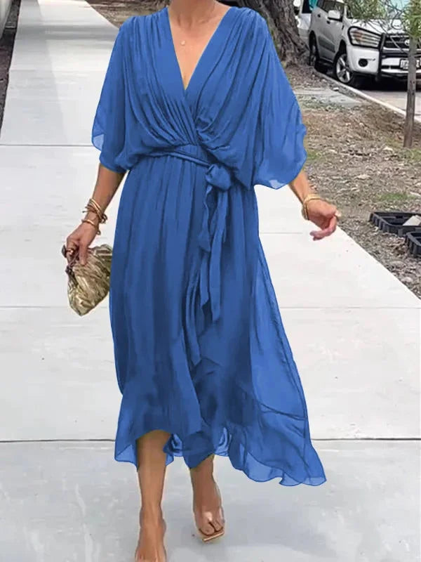 Loisa - Stilvolles Chiffon-Kleid mit V-Ausschnitt