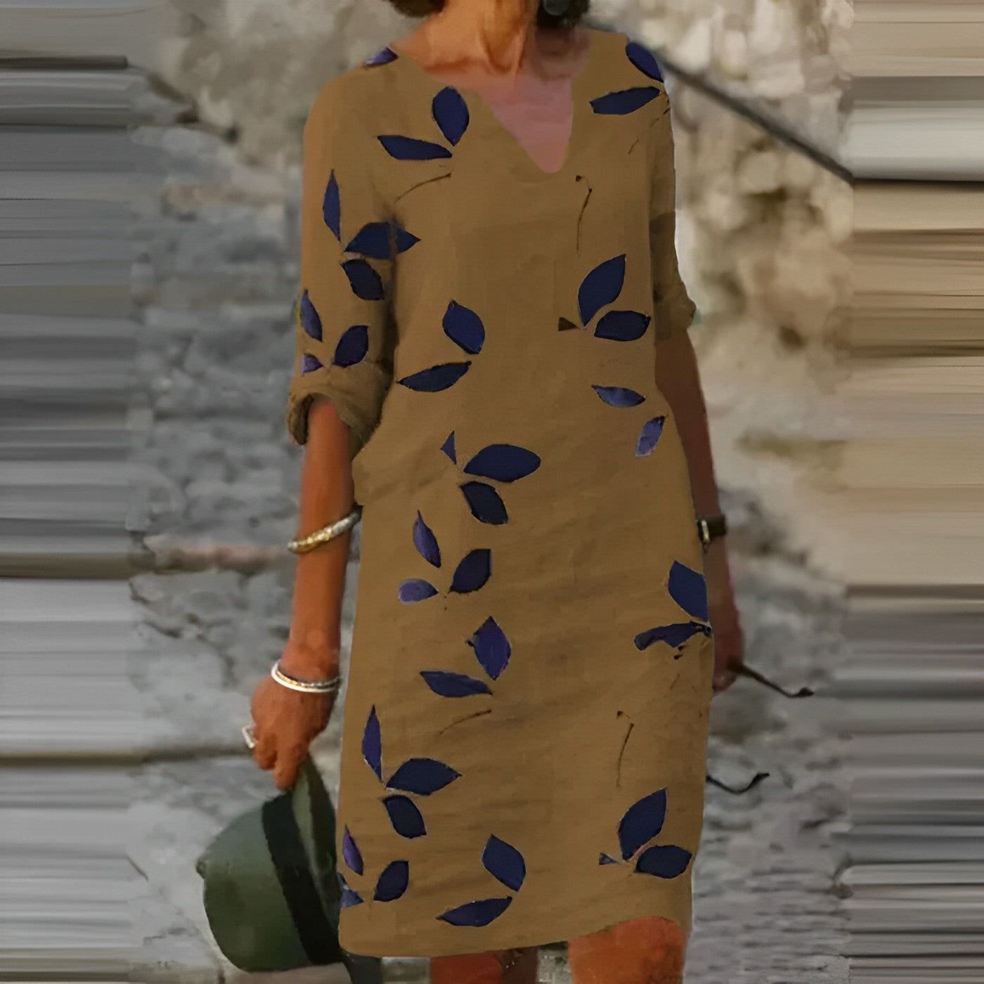 Amanda - Sommerkleid mit einfarbigem Druck
