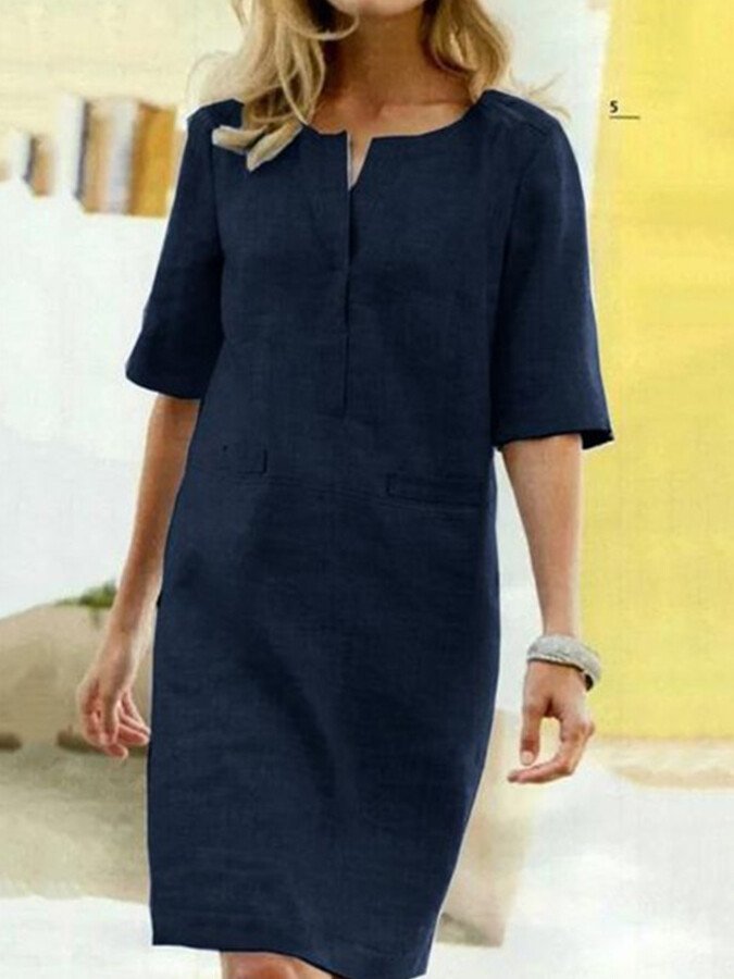 Rieke – Gerades Kleid mit V-Schlitz