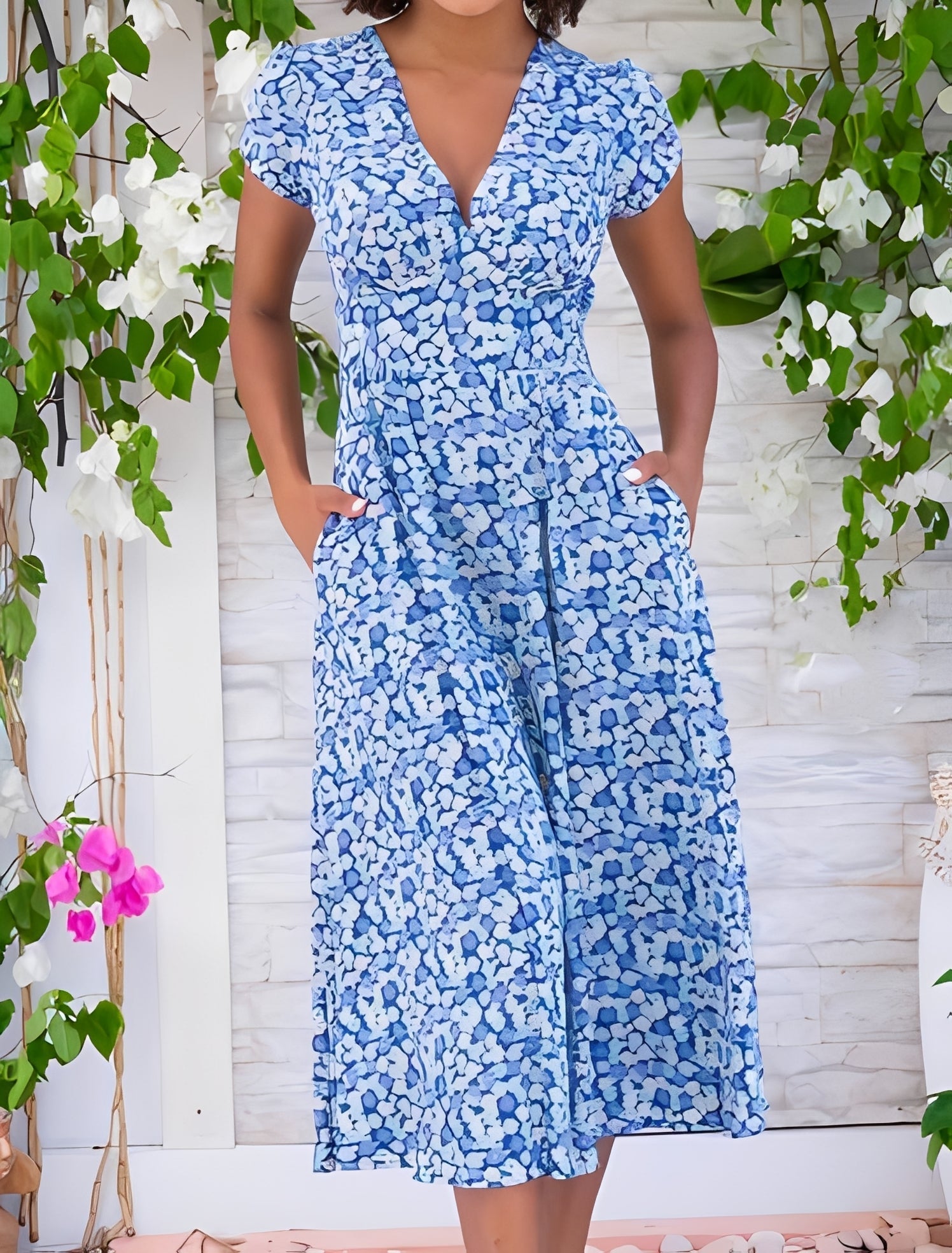 Monica - Damen V-Ausschnitt Freizeitkleid