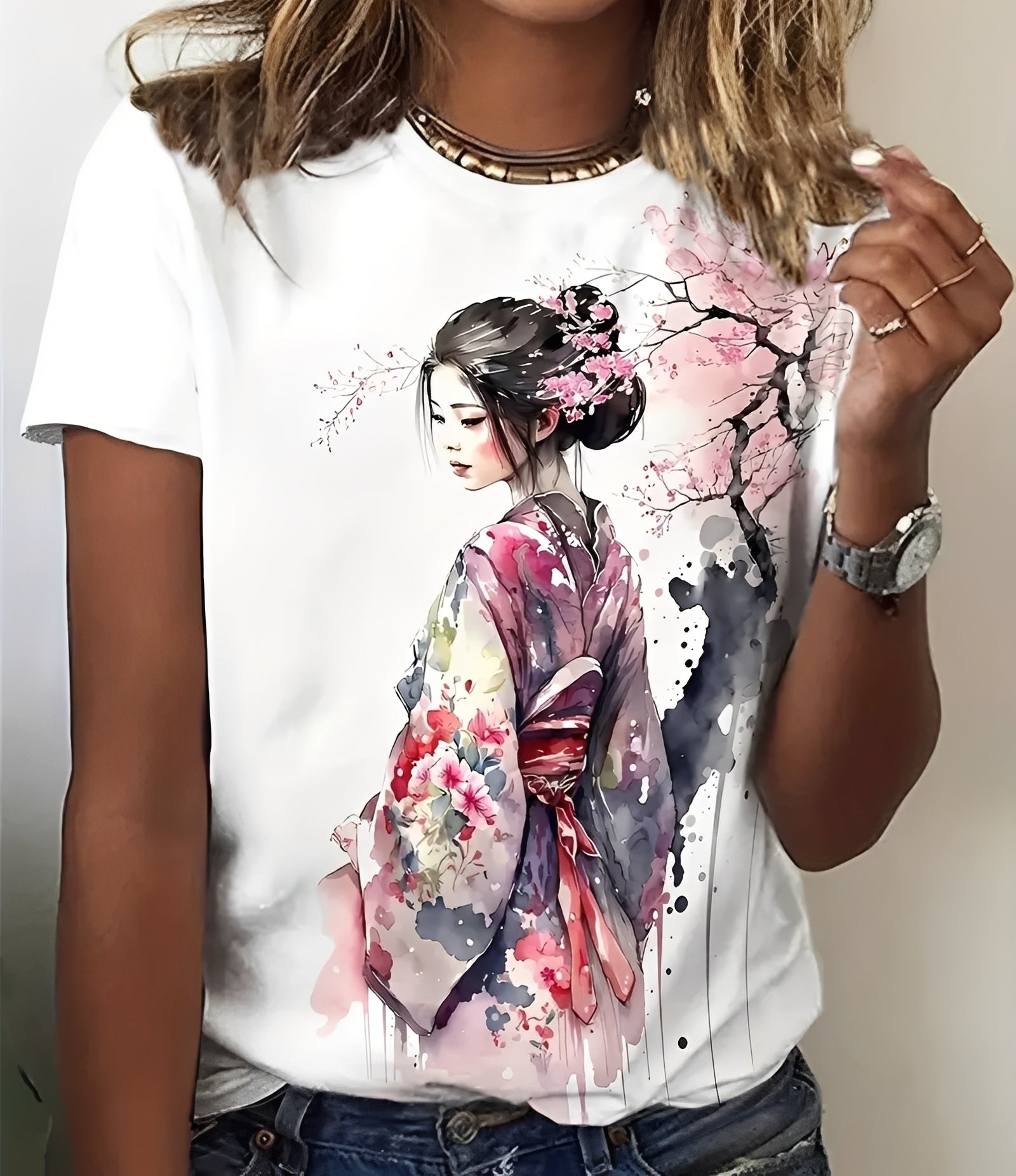 Julia - Elegantes T-Shirt mit Druck für Frauen