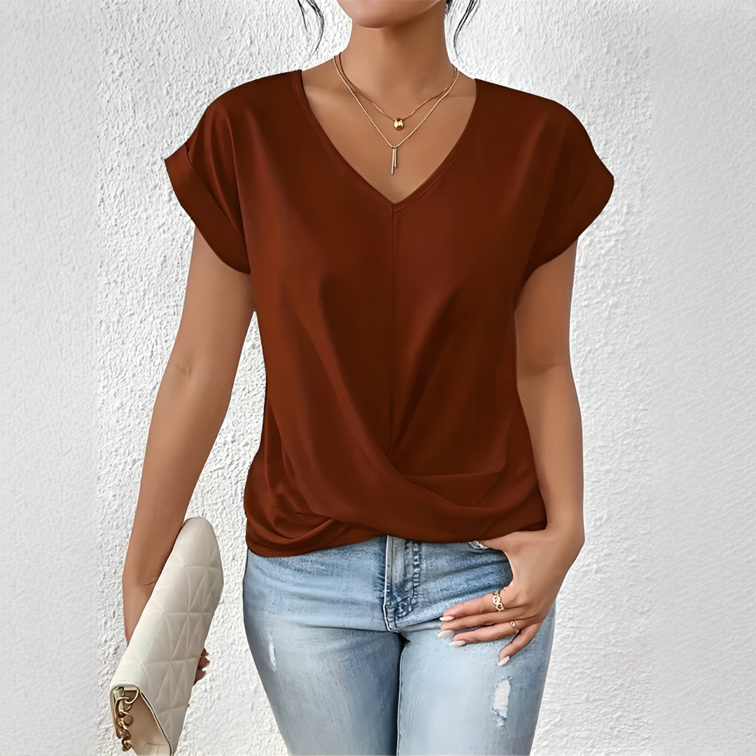 Velanie - Lässiges V-Ausschnitt T-Shirt