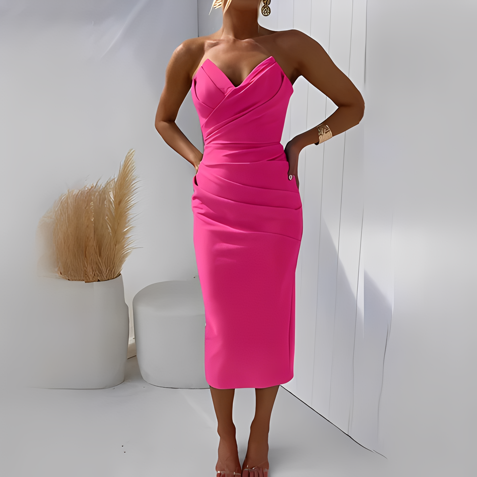 Wanda - Stilvolles schulterfreies Kleid für Damen