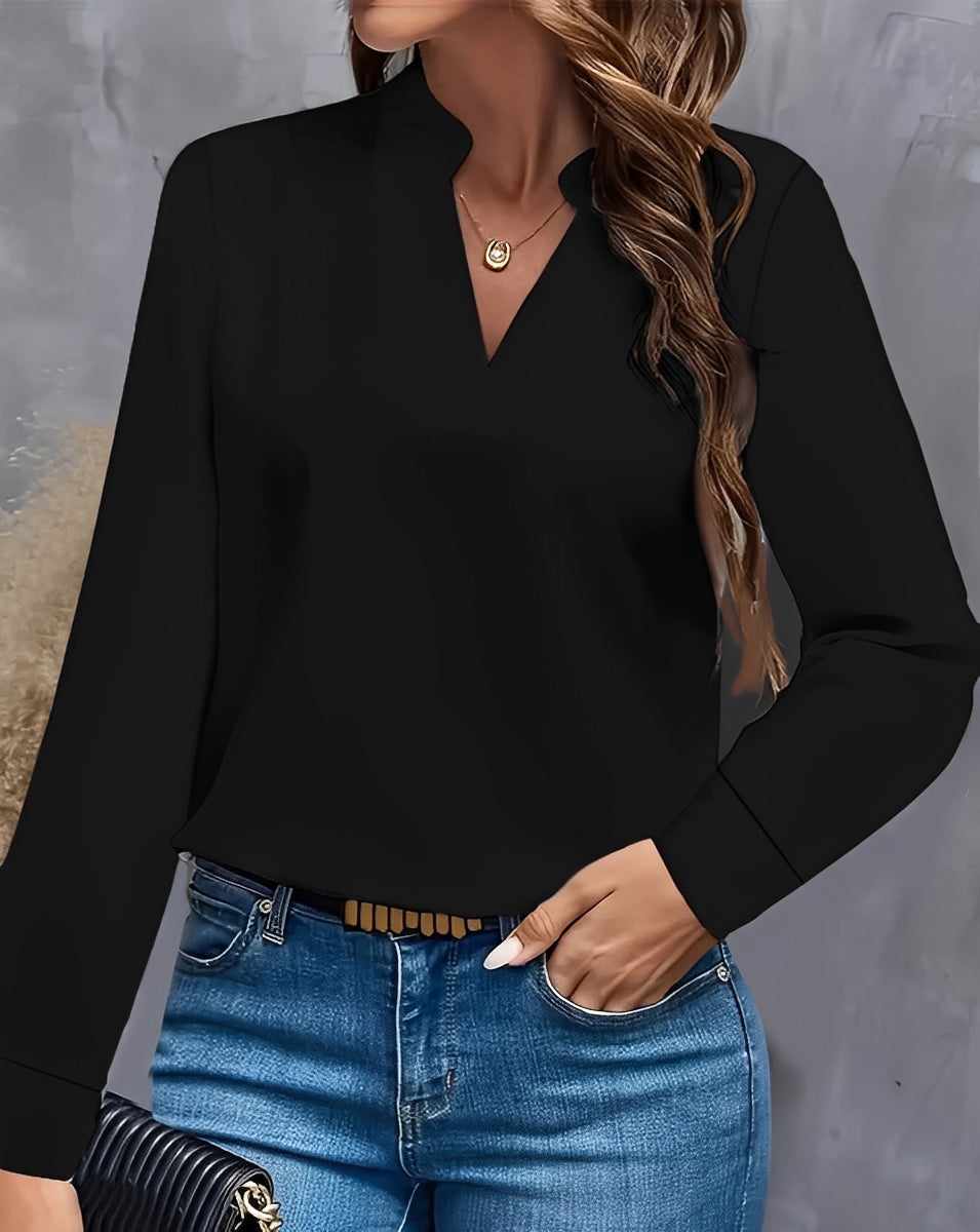 Shania - Stilvolle, locker geschnittene Bluse mit V-Ausschnitt für Damen
