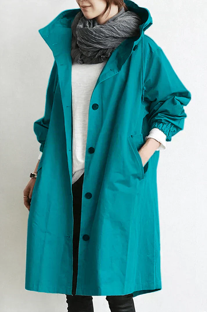 Mara – Wasserdichter Trenchcoat mit Kapuze für regnerische Tage