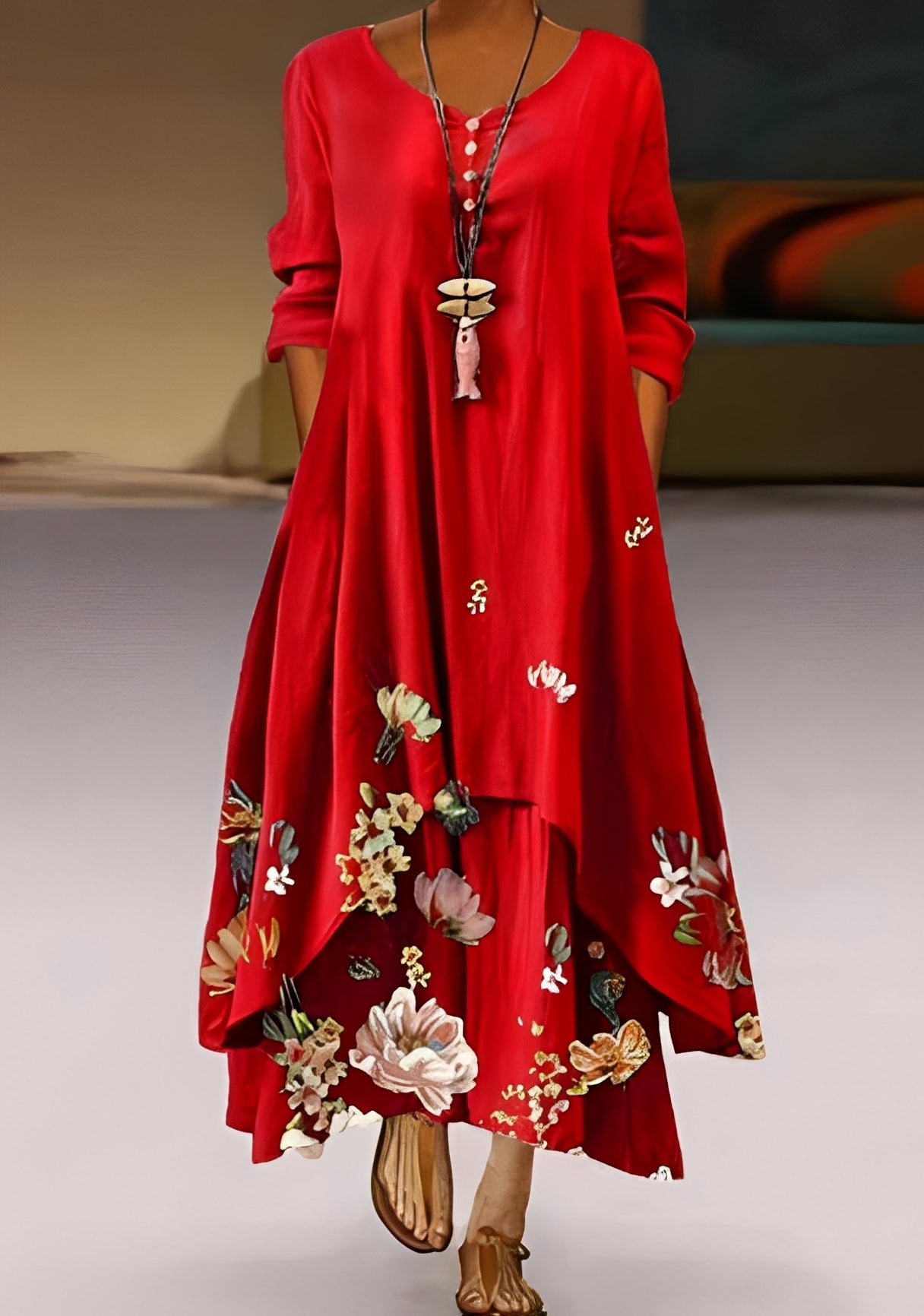 Belle - Elegantes und fließendes Kleid mit Muster für Damen