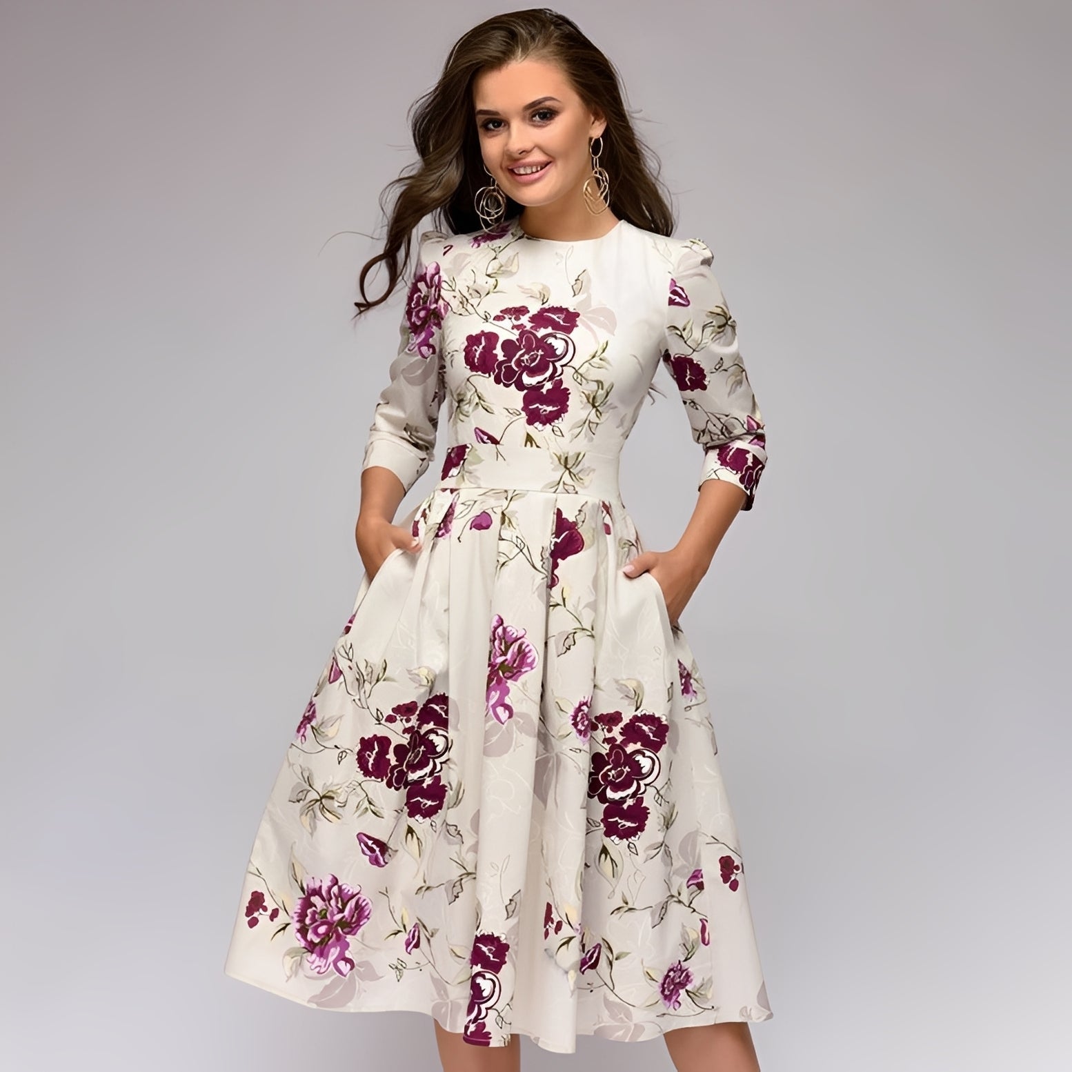 Catherine - Elegantes A-Linien-Kleid mit Blumenmuster für Damen