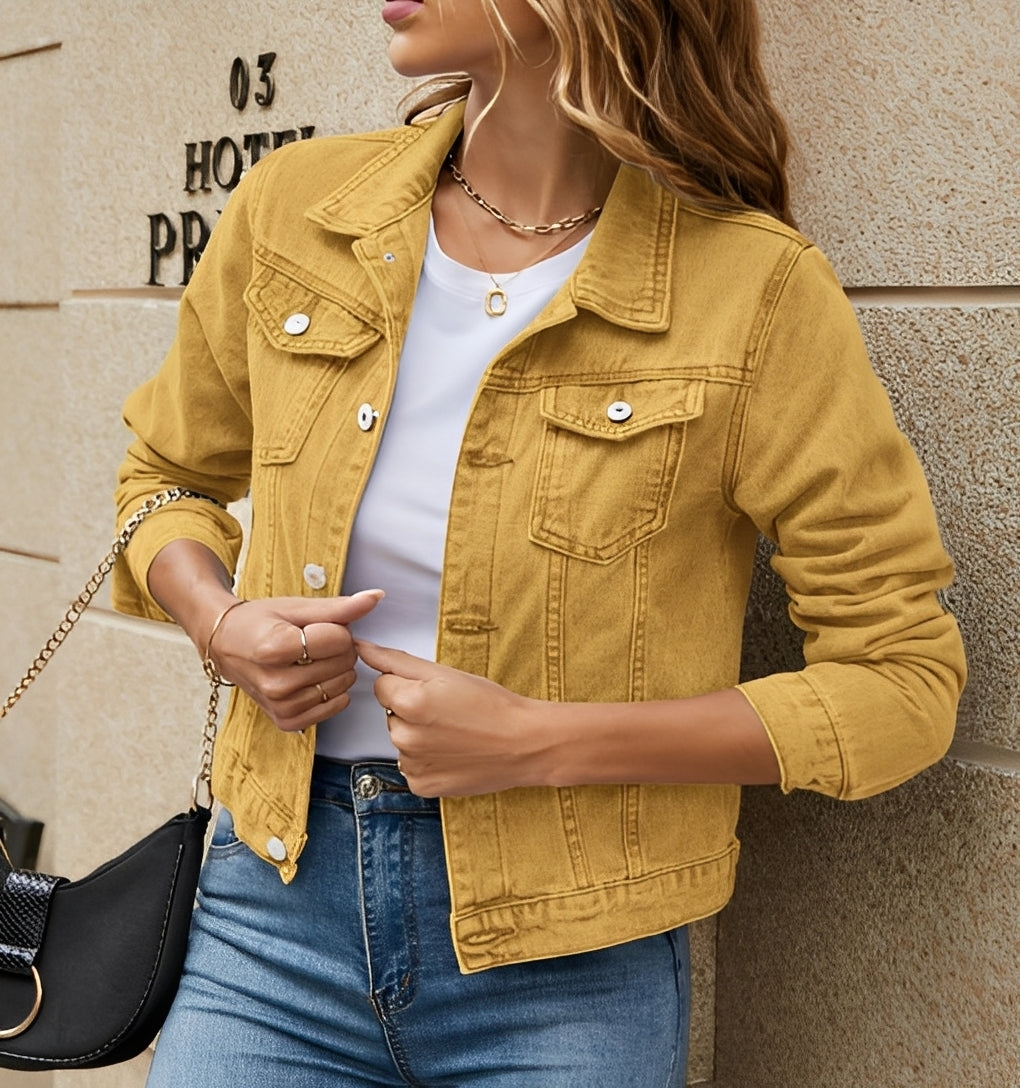 Julia - Modische Damen-Jeansjacke mit Reverskragen