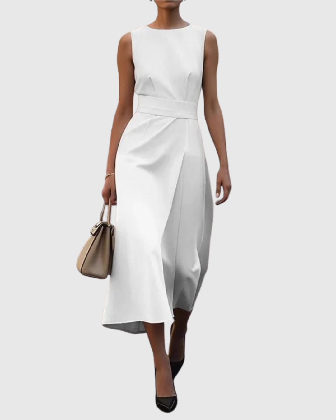 Marguerite – Elegantes Midi-Kleid mit Rundhalsausschnitt