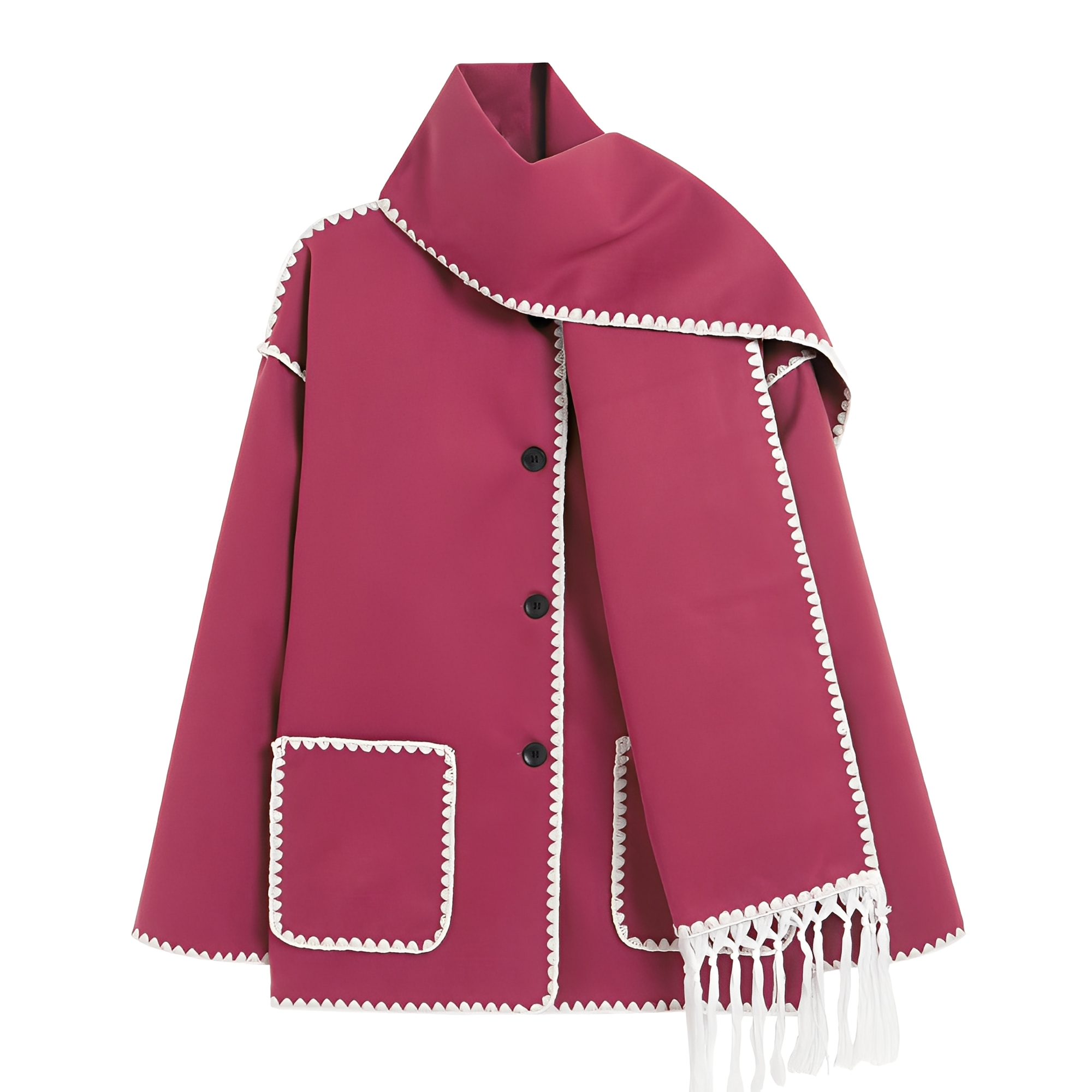 Amilia - Damen-Wolljacke, elegant und lässig geschnitten, mit Schal