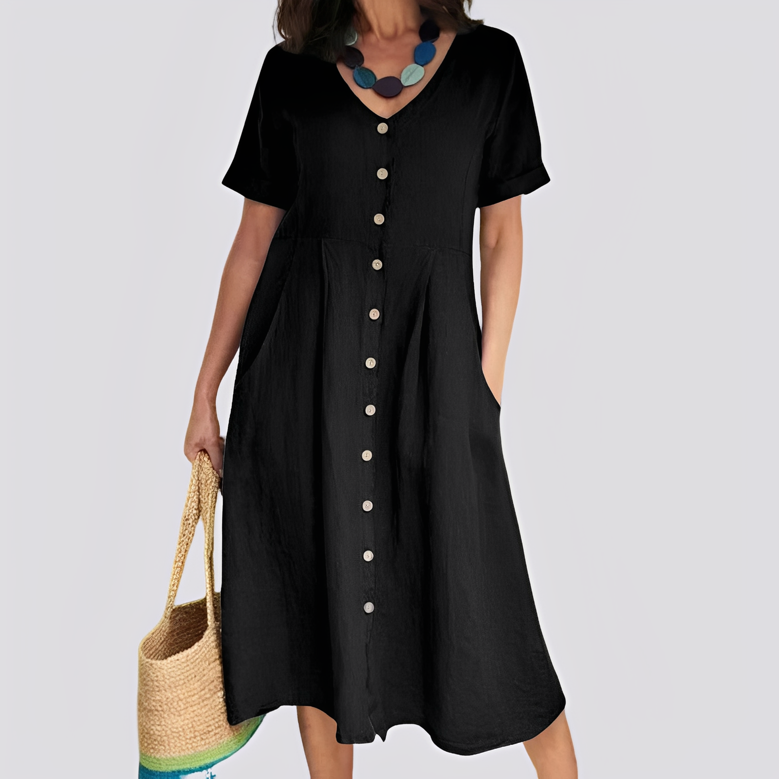 Sabrina - Damenkleid mit bequemer, lockerer Passform und hoher Taille