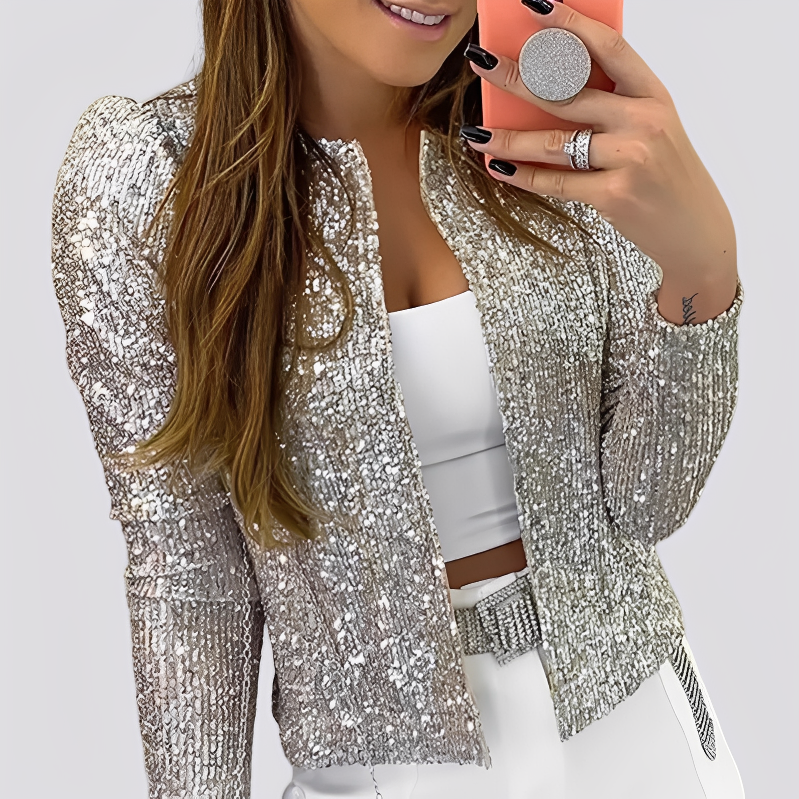 Isabelle - Eleganter kurzer Paillettenblazer für Damen